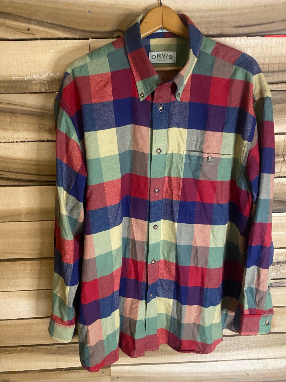 Orvis Multicolor Plaid Button-Down Shirt with Chest Pocket size XL oversize